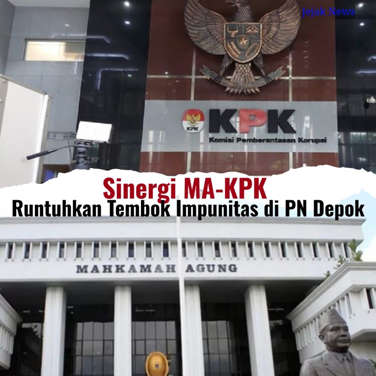 Gedung KPK RI dan Mahkamah Agung RI, simbol sinergi penegakan hukum dalam kasus OTT Hakim PN Depok