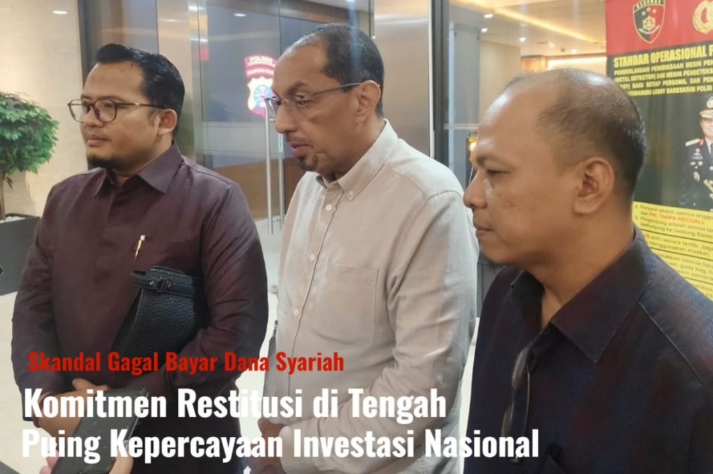Kuasa hukum Dirut PT Dana Syariah Indonesia Taufiq Aljufri di Bareskrim Polri