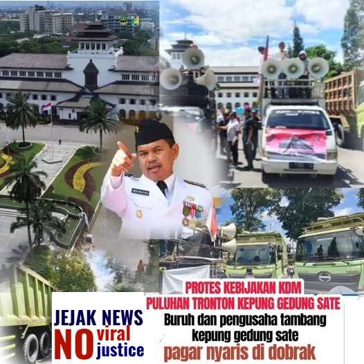 Ratusan warga dan sopir truk tambang dari Bogor Barat menggelar aksi unjuk rasa di depan Gedung Sate, menuntut kepastian pembukaan kembali tambang legal