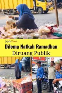 Seorang pedagang takjil di Gunung Tua luapkan kekecewaan dengan membuang dagangannya di hadapan petugas Satpol PP saat penertiban.