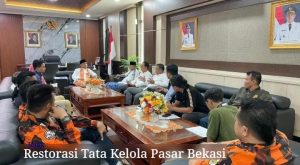 Suasana audiensi resmi antara Bupati Bekasi, jajaran dinas terkait, dan perwakilan ormas Brigez serta Pemuda Pancasila membahas hak pedagang pasar