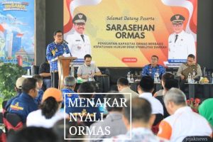 Wakil Wali Kota Tangerang H. Maryono memberikan sambutan dalam Sarasehan Ormas di Graha Bhakti Karya Modernland.