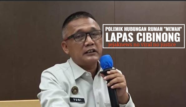 Konferensi pers Kakanwil Ditjenpas Jabar Yudi Suseno terkait temuan sidak Ombudsman RI di Lapas Kelas IIA Cibinong Bogor tahun 2026.