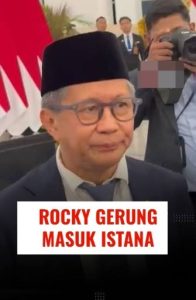 Potret akademisi dan pengamat politik Rocky Gerung pasca-pelantikan resmi sebagai salah satu anggota Dewan Pertimbangan Presiden (Wantimpres).