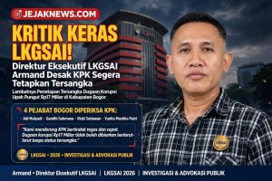 • LKGSAI Armand saat memberikan keterangan pers di Sekretariat Periuk Damai terkait pengawalan kasus korupsi daerah.