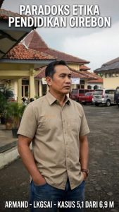 Gedung Dinas Pendidikan Kabupaten Cirebon yang menjadi sorotan terkait dugaan penyelewengan dana BOS dan penjualan aset material bekas rehabilitasi sekolah.