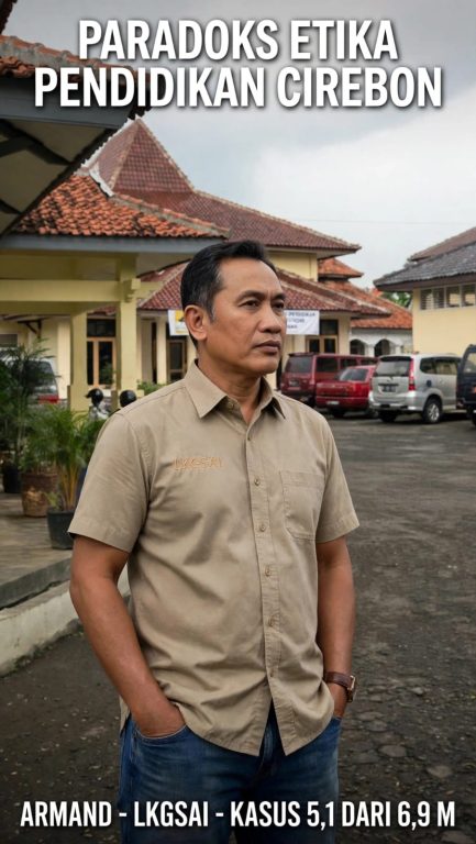 Gedung Dinas Pendidikan Kabupaten Cirebon yang menjadi sorotan terkait dugaan penyelewengan dana BOS dan penjualan aset material bekas rehabilitasi sekolah.