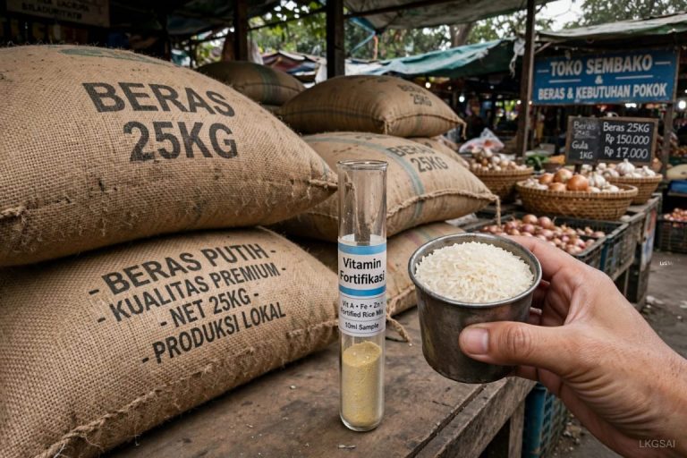 Ketua LKGSAI Kota Tangerang, Suwarman, saat memberikan keterangan pers mengenai pengawasan pangan dan desakan sweeping beras fortifikasi tak memenuhi syarat di pasar tradisional.